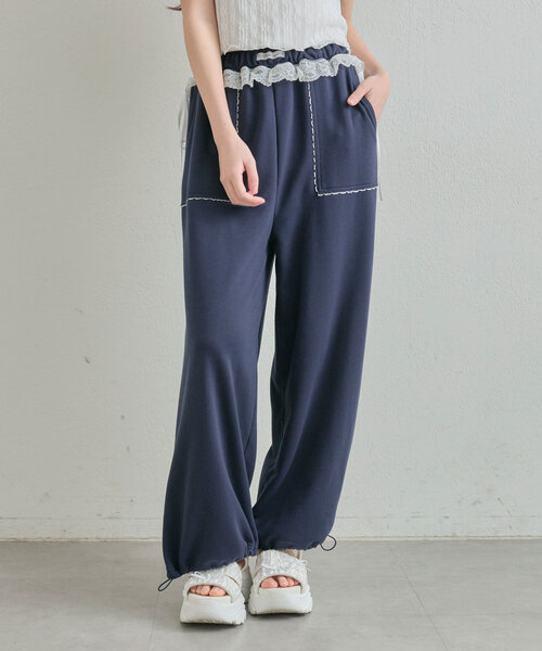 「OLIVE des OLIVE」 イージーパンツ FREE ネイビー レディース_画像5