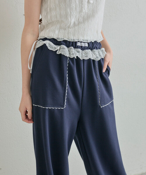 「OLIVE des OLIVE」 イージーパンツ FREE ネイビー レディース_画像8