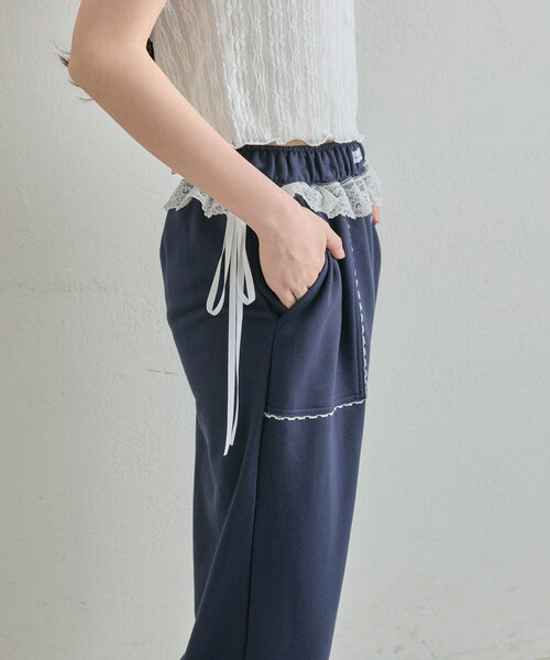 「OLIVE des OLIVE」 イージーパンツ FREE ネイビー レディース_画像9