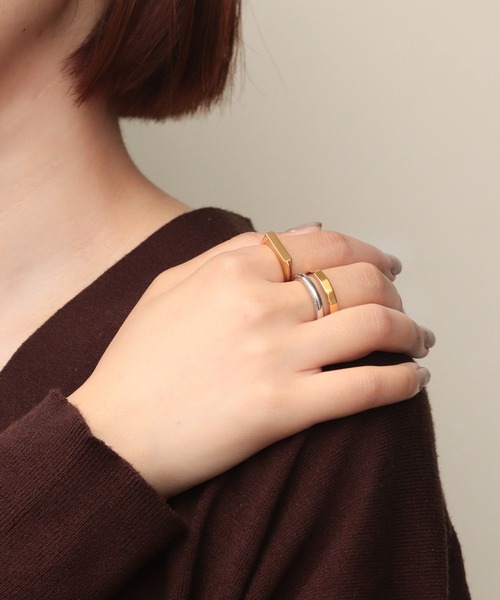 「NOIR DE POUPEE」 リング #15 シルバー×ゴールド レディース_画像9