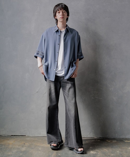 「HARE」 半袖シャツ MEDIUM ブルー メンズ_画像9