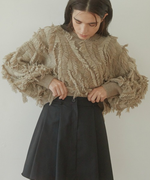 「ACYM」 長袖ニット FREE ベージュ レディース_画像3