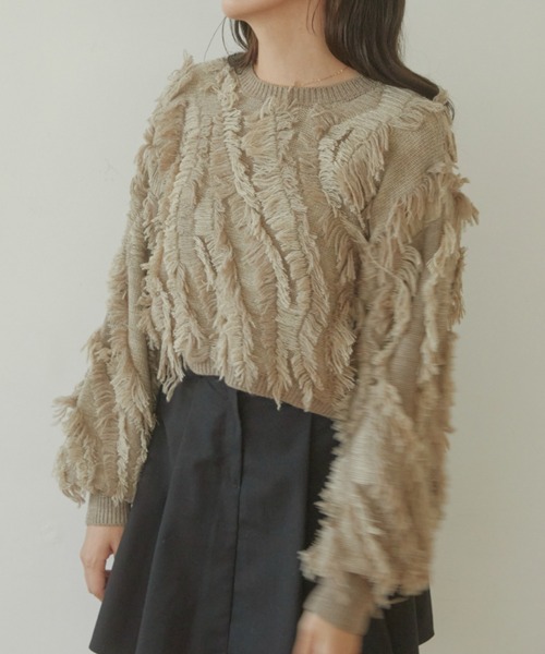 「ACYM」 長袖ニット FREE ベージュ レディース_画像4