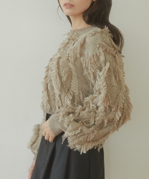 「ACYM」 長袖ニット FREE ベージュ レディース_画像5