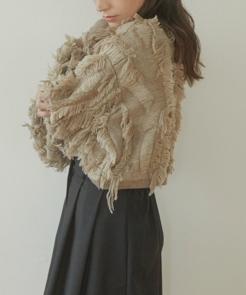 「ACYM」 長袖ニット FREE ベージュ レディース_画像6