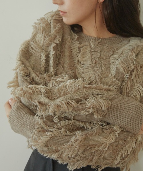 「ACYM」 長袖ニット FREE ベージュ レディース_画像7