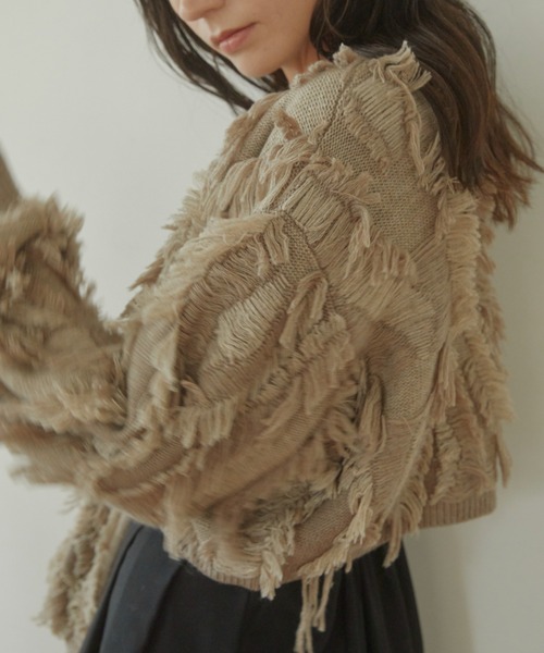 「ACYM」 長袖ニット FREE ベージュ レディース_画像8