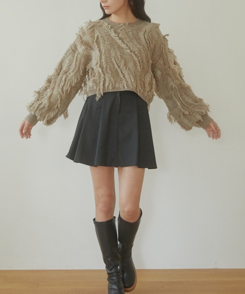 「ACYM」 長袖ニット FREE ベージュ レディース_画像9