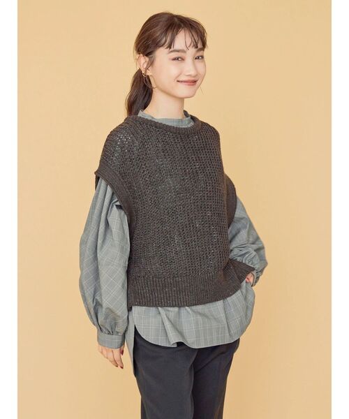 「AMERICAN HOLIC」 ニットベスト M アイボリー レディース_画像3