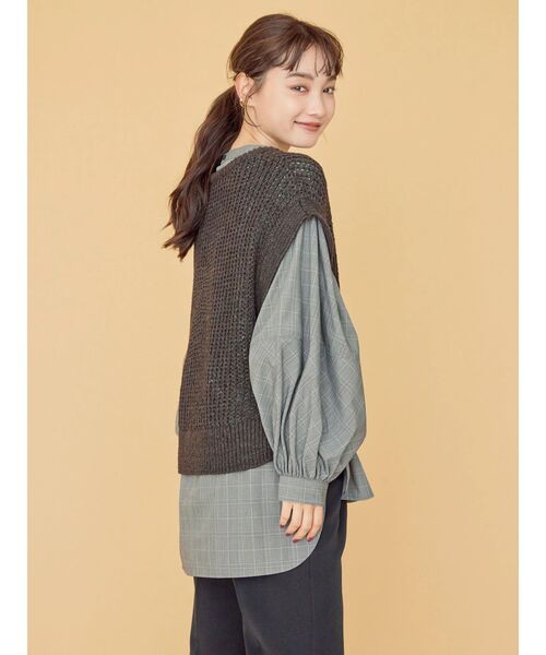 「AMERICAN HOLIC」 ニットベスト M アイボリー レディース_画像4