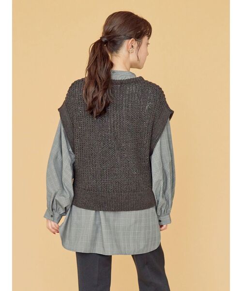 「AMERICAN HOLIC」 ニットベスト M アイボリー レディース_画像5
