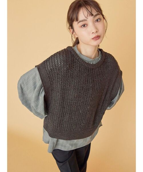 「AMERICAN HOLIC」 ニットベスト M アイボリー レディース_画像6