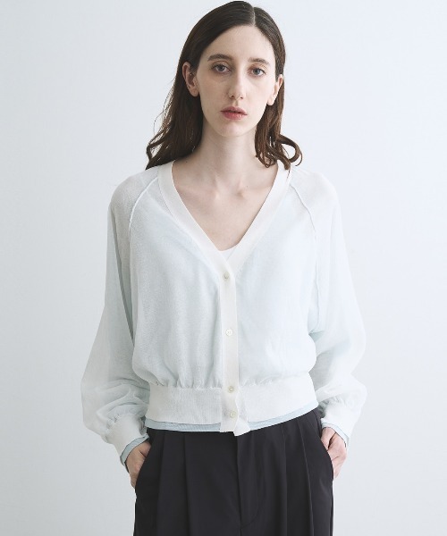 スリードッツ　ダブルカーディガン three dots（スリー ドッツ） カーディガン ダブルレイヤー