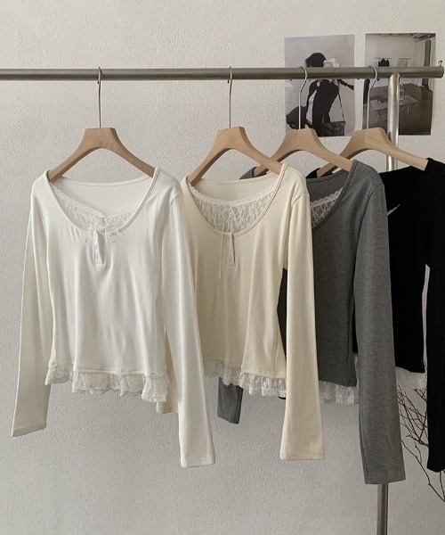 LACーVERT tシャツ レースレイヤードカットソー レディース : ZOZOTOWN