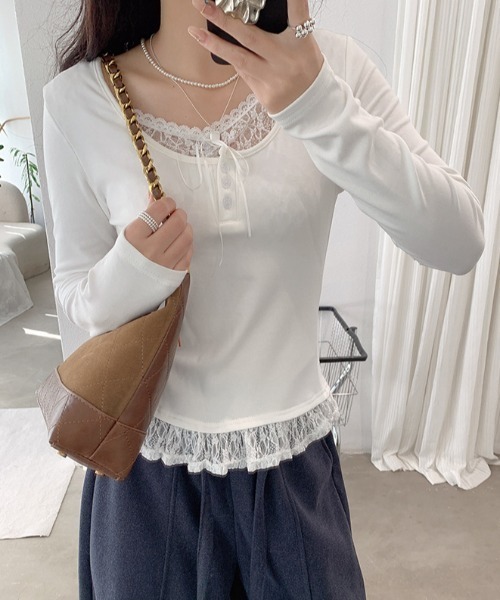 LACーVERT tシャツ レースレイヤードカットソー レディース : ZOZOTOWN