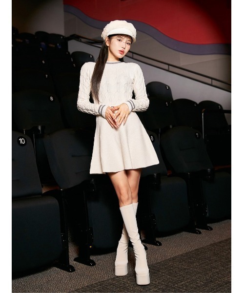 「Darich」 ニットワンピース FREE グレー レディース_画像4