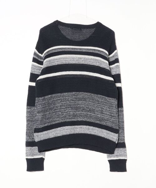 「collective.」 ボーダー柄長袖ニット L ネイビー メンズ_画像2