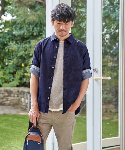 ikka（イッカ） シャツ 「雑誌MonoMax5月号掲載」フレンチリネンMIX袖