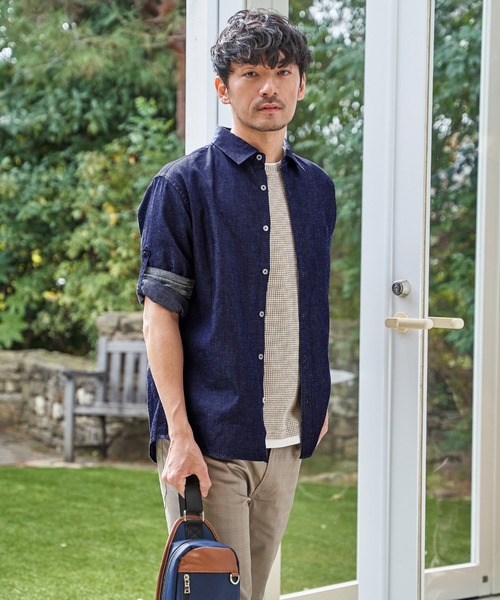 ikka（イッカ） シャツ 「雑誌MonoMax5月号掲載」フレンチリネンMIX袖