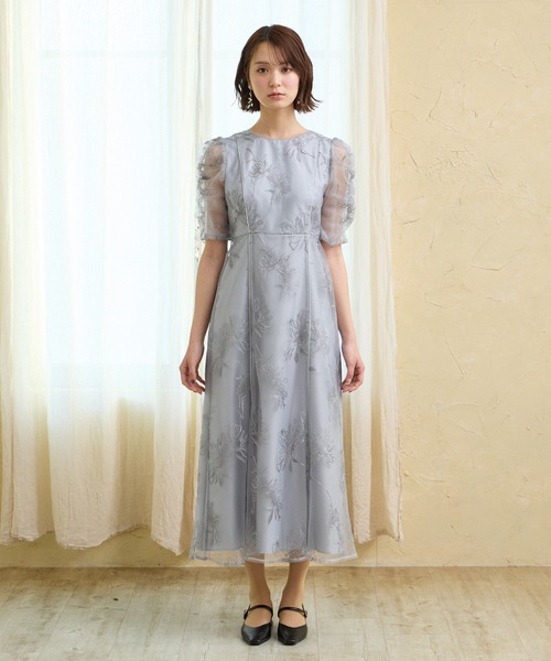 AIMER(エメ) ドレス ミストチュールフラワーモチーフラメ刺繍 AIMER(エメ) ドレス ミストチュールフラワーモチーフラメ刺繍