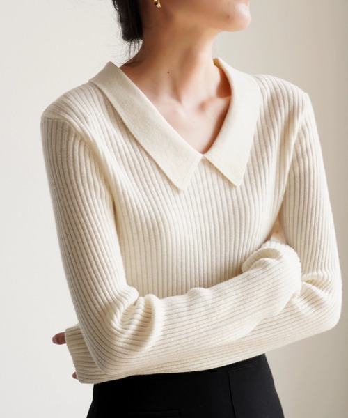 「deux amour」 長袖ニット FREE ブラック レディース_画像3