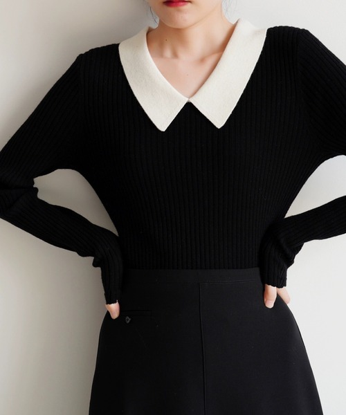 「deux amour」 長袖ニット FREE ブラック レディース_画像4