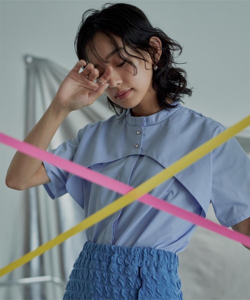 「miette」 半袖ブラウス FREE ライトブルー レディース_画像2
