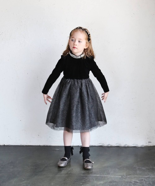 「Rora」 「KIDS」長袖ワンピース 120 ブラック キッズ_画像2