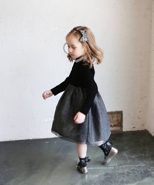 「Rora」 「KIDS」長袖ワンピース 120 ブラック キッズ_画像4