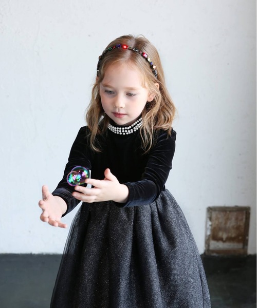 「Rora」 「KIDS」長袖ワンピース 120 ブラック キッズ_画像5