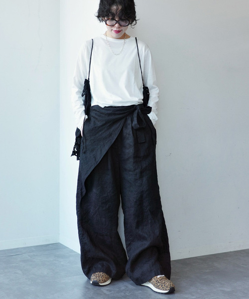 ジャーナルスタンダード　ラップジャージパンツ　（ブラック） JOURNAL STANDARD LUXE（ジャーナルスタンダード ラックス） ワイド