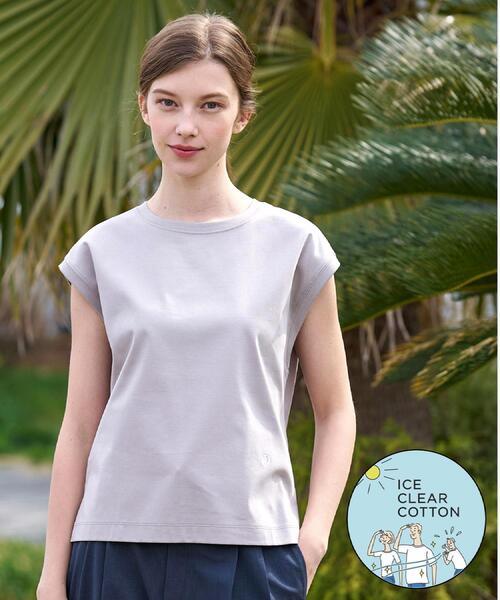 uvカット tシャツ 「接触冷感／抗菌防臭／消臭」アイスクリアコットンフレンチスリーブT レディース