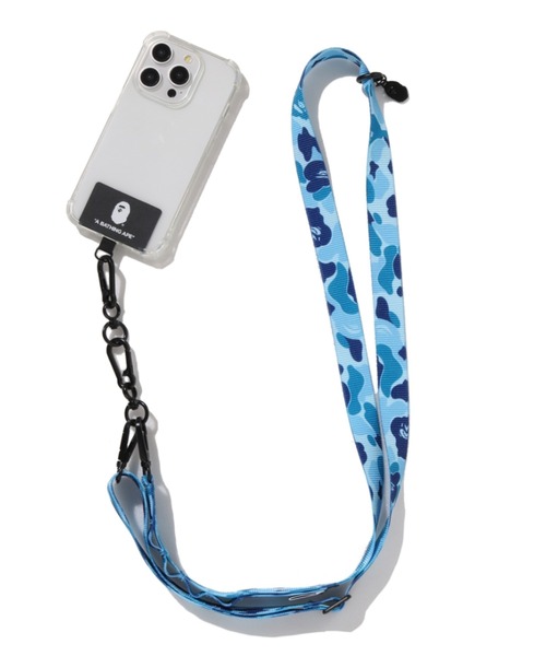 A BATHING APE カモフラージュ柄 スマホストラップ ブルー A BATHING APE（アベイシングエイプ） ABC CAMO SMARTPHONE SHOULDER