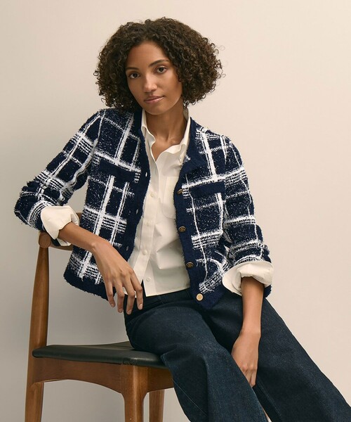 BROOKS BROTHERS ツイード　ノーカラー　ジャケット　Lサイズ BROOKS BROTHERS（ブルックスブラザーズ） ジャケット ノーカラー