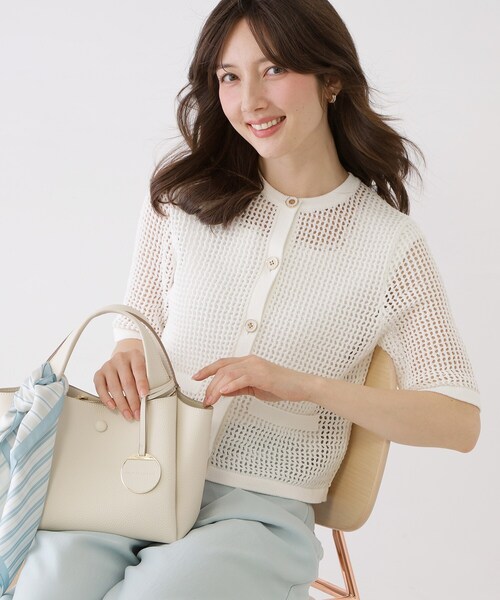週末sale【未使用】theory luxe メッシュ編み 半袖カーディガン 白 COUP DE CHANCE（クードシャンス） カーディガン 夏 半袖 「手洗い可