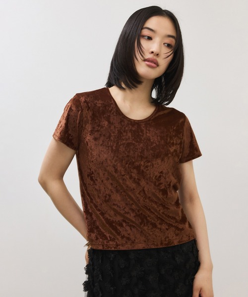 ADAM ET ROPE'（アダムエロペ） tシャツ クラッシュベロアTEE