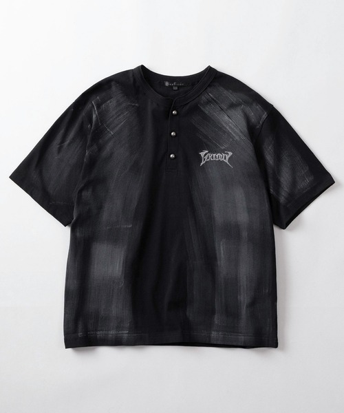 tシャツ 「82」スプレー加工 ワンポイント刺繍 ショート丈 切替