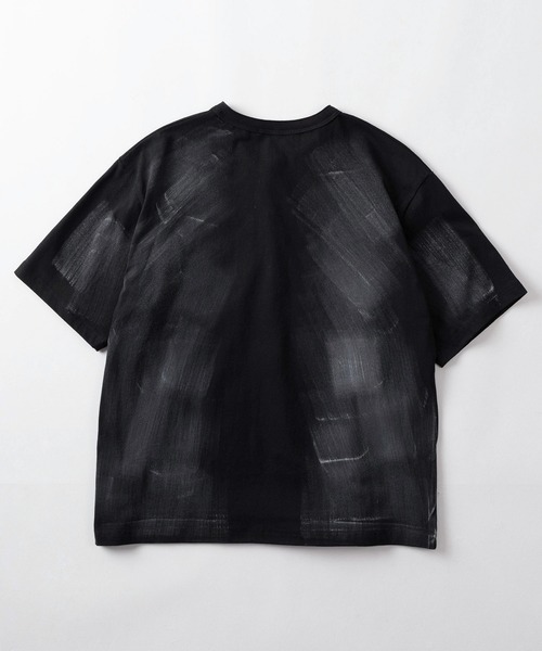 tシャツ 「82」スプレー加工 ワンポイント刺繍 ショート丈 切替