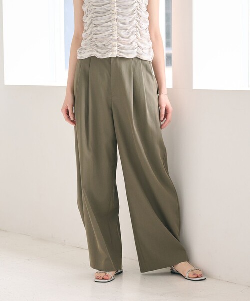 ワイドパンツ パンツ セルロースナイロン バックラップ パンツ レディースの画像
