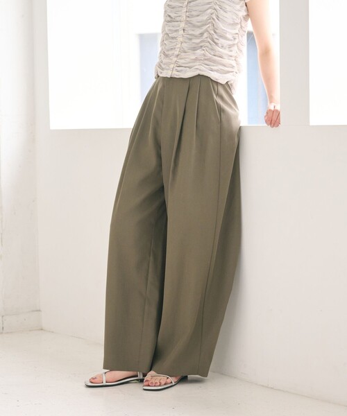 ワイドパンツ パンツ セルロースナイロン バックラップ パンツ レディースの画像