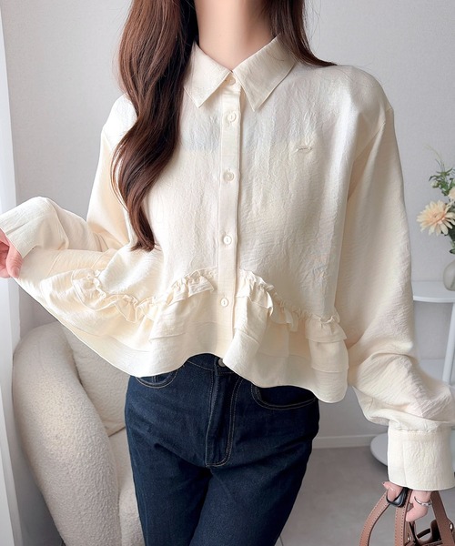 「mily bilet」 長袖シャツ MEDIUM アイボリー レディース_画像2