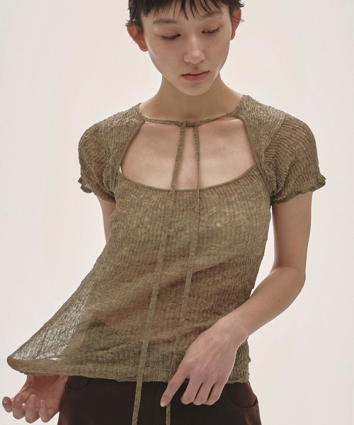 tシャツ 2way Sheer Knittops レディースの画像