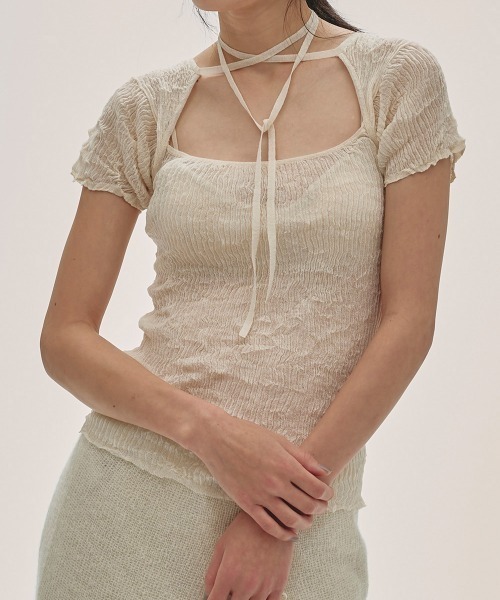 tシャツ 2way Sheer Knittops レディースの画像