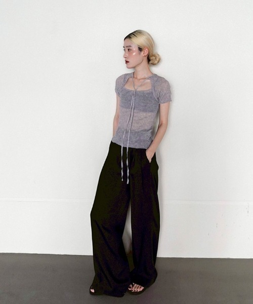 tシャツ 2way Sheer Knittops レディースの画像