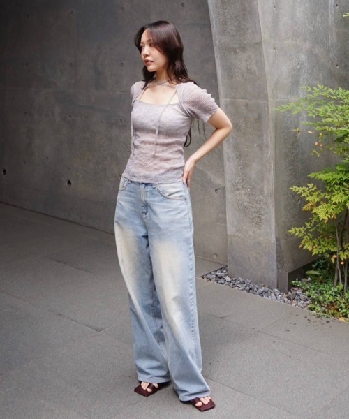 tシャツ 2way Sheer Knittops レディースの画像