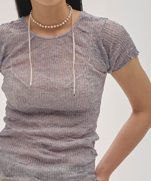 tシャツ 2way Sheer Knittops レディースの画像