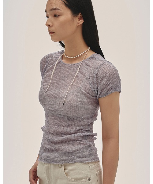 tシャツ 2way Sheer Knittops レディースの画像