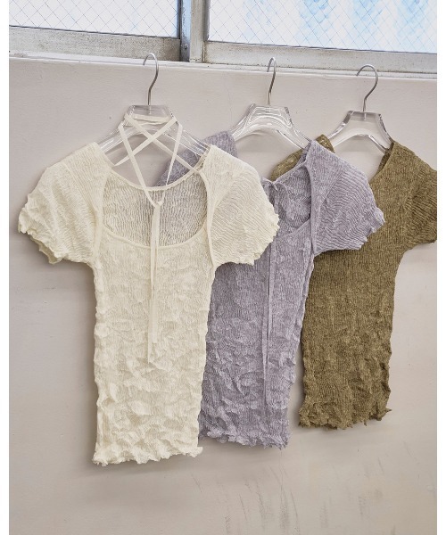 tシャツ 2way Sheer Knittops レディースの画像