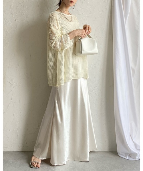 She's Closet ワンピース メッシュサマーニット 紐ベルト ロング