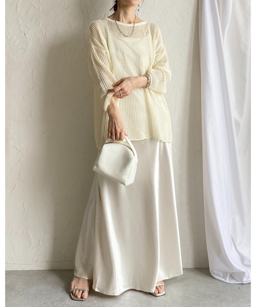 She's Closet ワンピース メッシュサマーニット 紐ベルト ロング